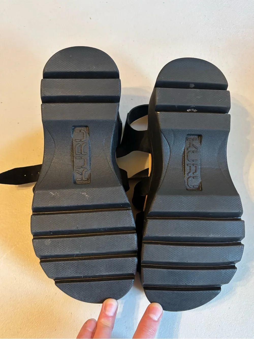 KURU Black Strappy Cork Footbed Sandals - Picture 6 of 8
